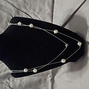 Silver‎ Necklace with Pearls and clear beads.